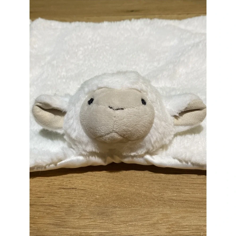 Pottery Barn Kids Lamb White‎ Knotted Lovey Security Satin Blanky - 11x11